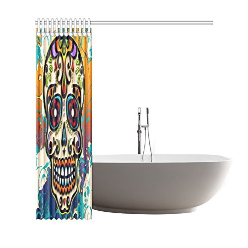 Mexico Dia De Los Muertos Sugar Skull Day of Dead Polyester Fabric Shower Curtain Bathroom Sets Home Decor