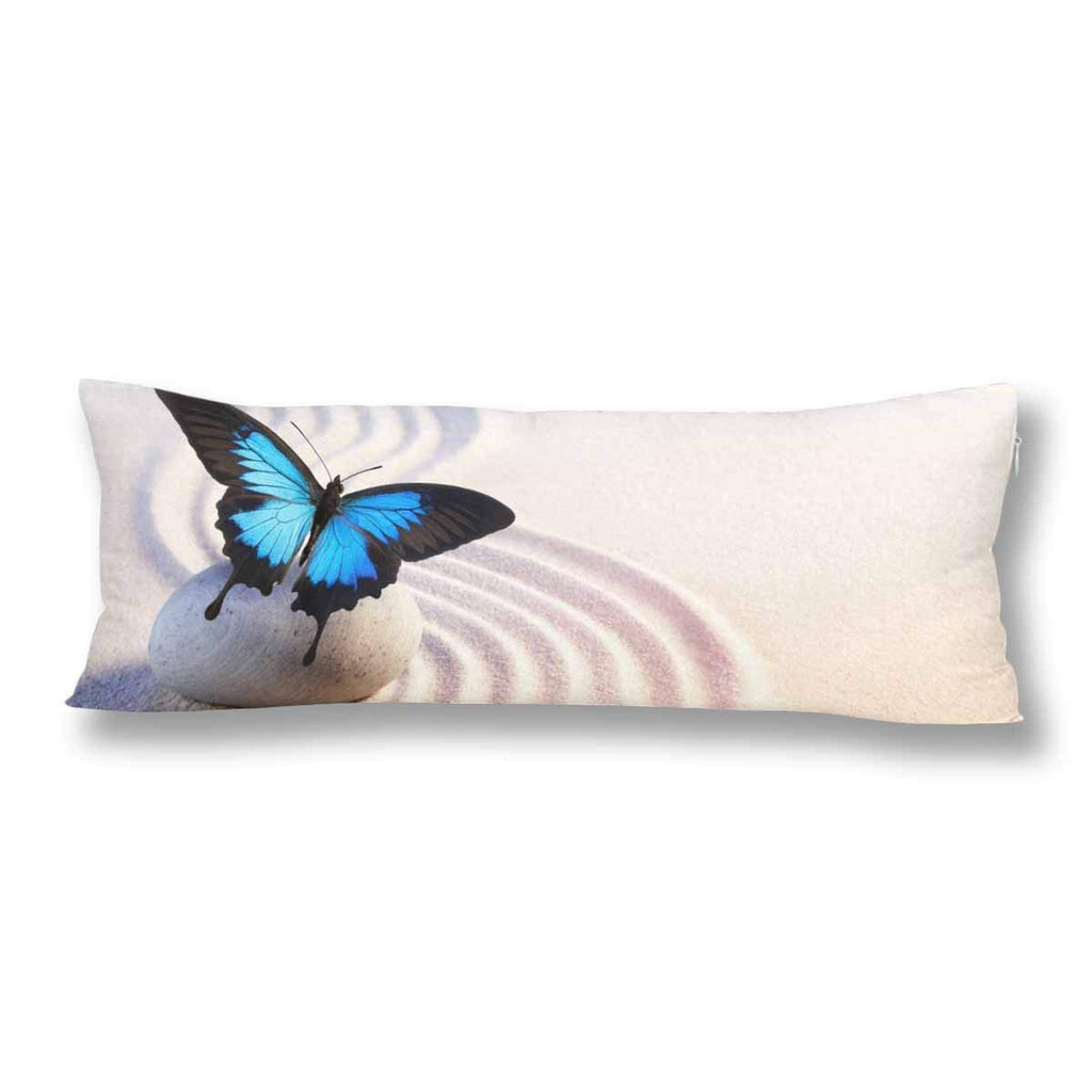 Butterfly in Japanese Rock Garden Body Pillow Covers Pillowcase with Zipper 21x60 Twin Sides