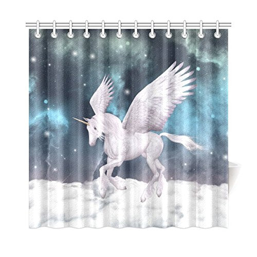 Fantasy Wonderful Pegasus Home Bath Decor, Unicorn Polyester Fabric Shower Curtain Bathroom Sets