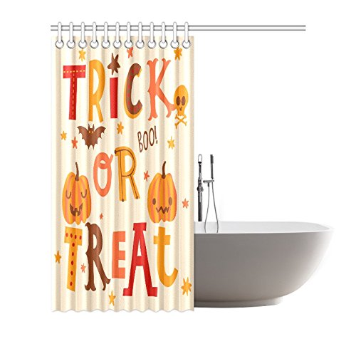 Cute Halloween Pumpkin Home Decor, Trick or Treat Boo Polyester Fabric Shower Curtain Bathroom Sets