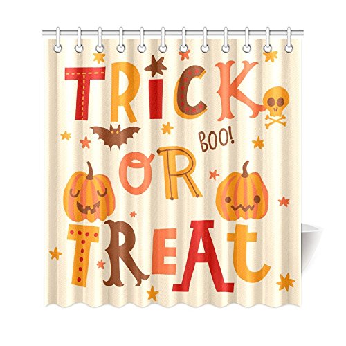 Cute Halloween Pumpkin Home Decor, Trick or Treat Boo Polyester Fabric Shower Curtain Bathroom Sets