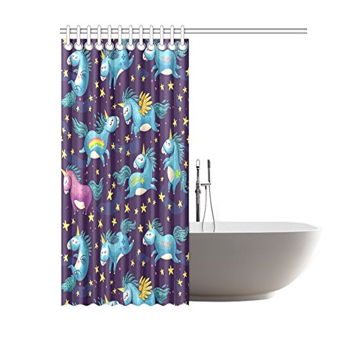 Cute Seamless Pattern Home Bath Decor, Unicorn Polyester Fabric Shower Curtain Bathroom Sets