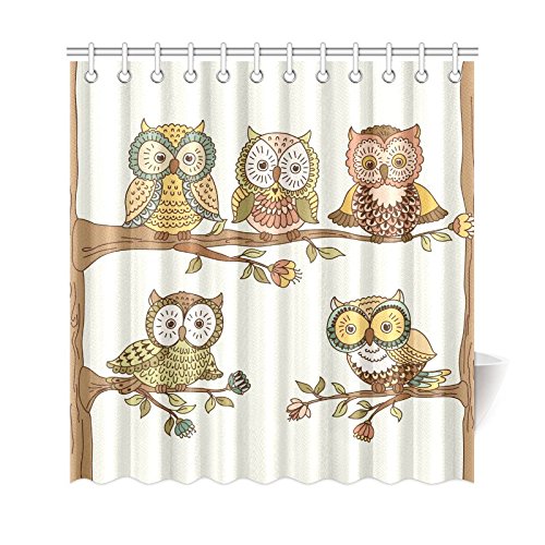 Children Kids Shower Curtain Decor, Animal Map of the World for Children and Kids Cartoon Ocean Mountains Forests Fabric Bathroom Set with Hooks,  Green Yellow Blue