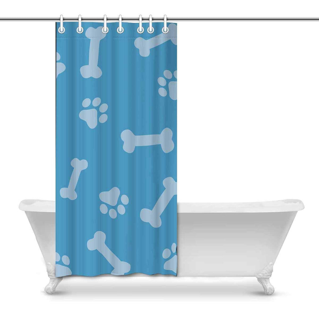 Animal Paw Prints and Bones Bathroom Decor Shower Curtain Set with Hooks