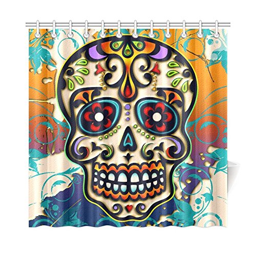 Mexico Dia De Los Muertos Sugar Skull Day of Dead Polyester Fabric Shower Curtain Bathroom Sets Home Decor