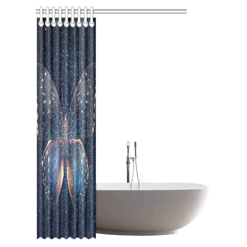 Butterfly Shower Curtain, Galaxy Butterfly Universe Filled with Stars Polyester Fabric Bathroom Shower Curtain