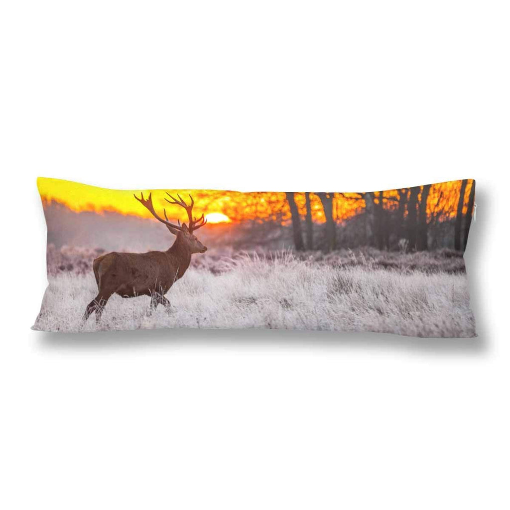 Red Deer in Fall Autumn Forest Body Pillow Covers Pillowcase with Zipper 21x60 Twin Sides