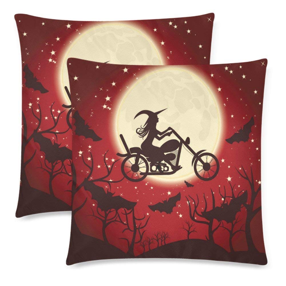 Halloween Pillowcase Pillow Cushion Case Cover 18x18 Twin Sides, Halloween Ghost Polyester Zippered Pillow Case Decorative, Set of 2