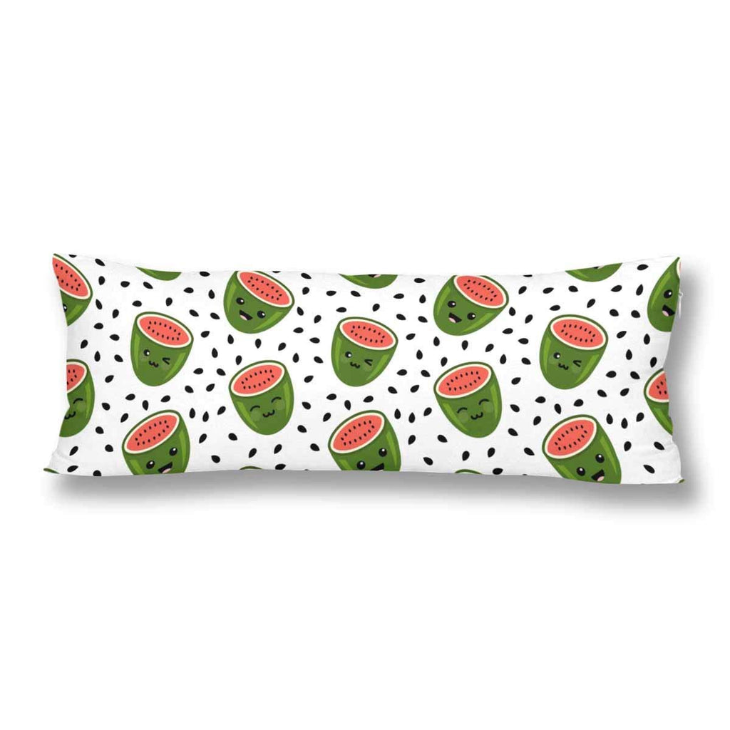 Summer Watermelon Cartoon Face Body Pillow Covers Pillowcase with Zipper 21x60 Twin Sides