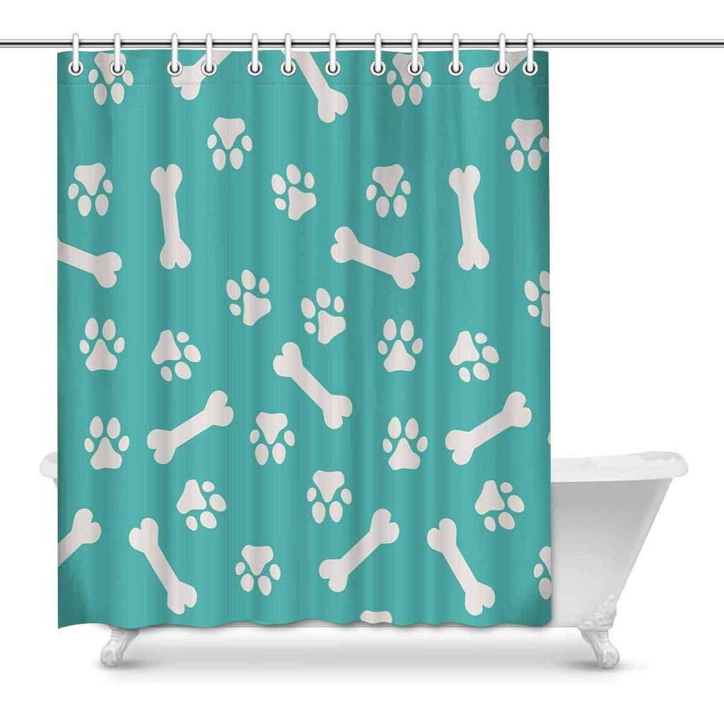 Dog Tracks and Bones Country Decorations for Bathroom Print Polyester Fabric Shower Curtain