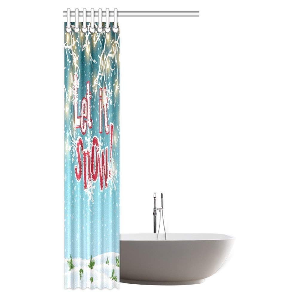 Let It Snow Shower Curtain, Electric Lights and Snow Abstract Sky and Clouds Fabric Bathroom Shower Curtain Set with Hooks