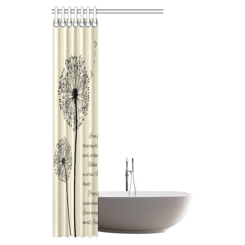 Flower Decor Collection, Dandelions Flying Pollens Flowers Plants on Retro Background Nature Art Bathroom Shower Curtain Set with Hooks