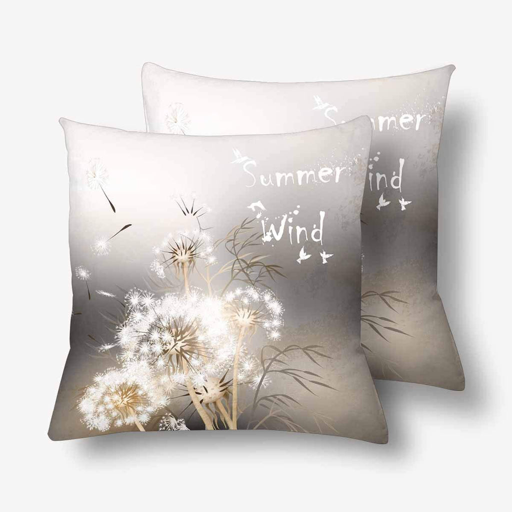 Elegant Dandelion Summer Wind Pillowcase Throw Pillow Covers 18x18 Set of 2, Pillow Sham Cases Protector for Home Couch Sofa Bedding Decorative