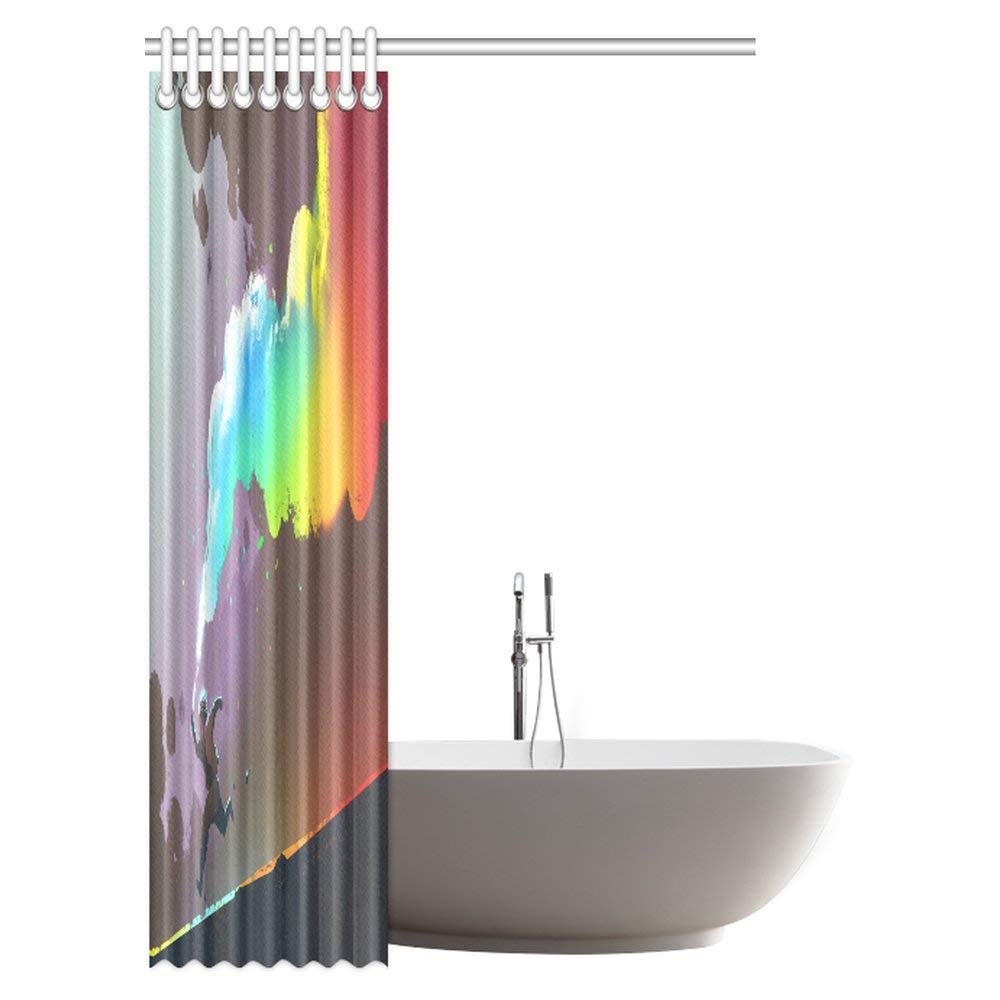 Fantasy Art Shower Curtain, Boy Running and Holding up Colorful Smoke Flare Bathroom Shower Curtain