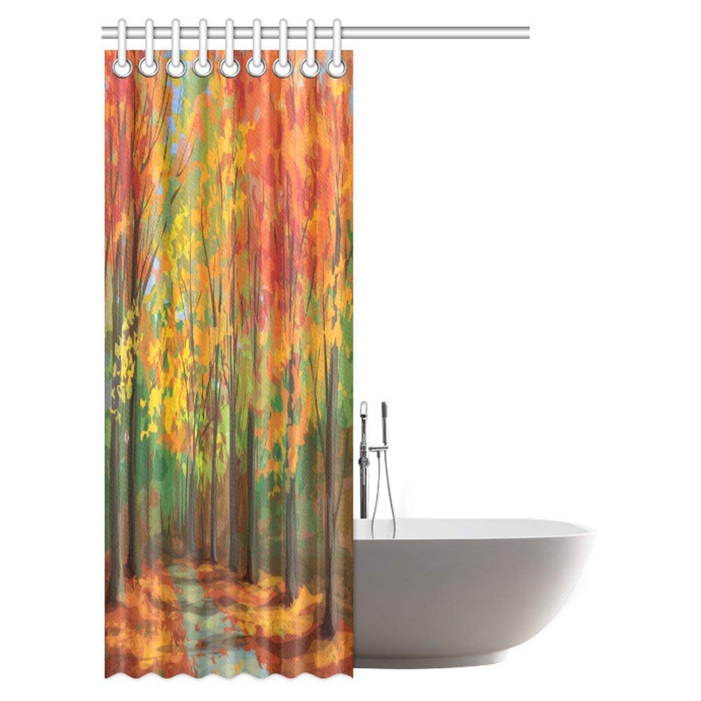 Autumn Landscape Shower Curtain, Pathway in Park Fabric Bathroom Shower Curtain