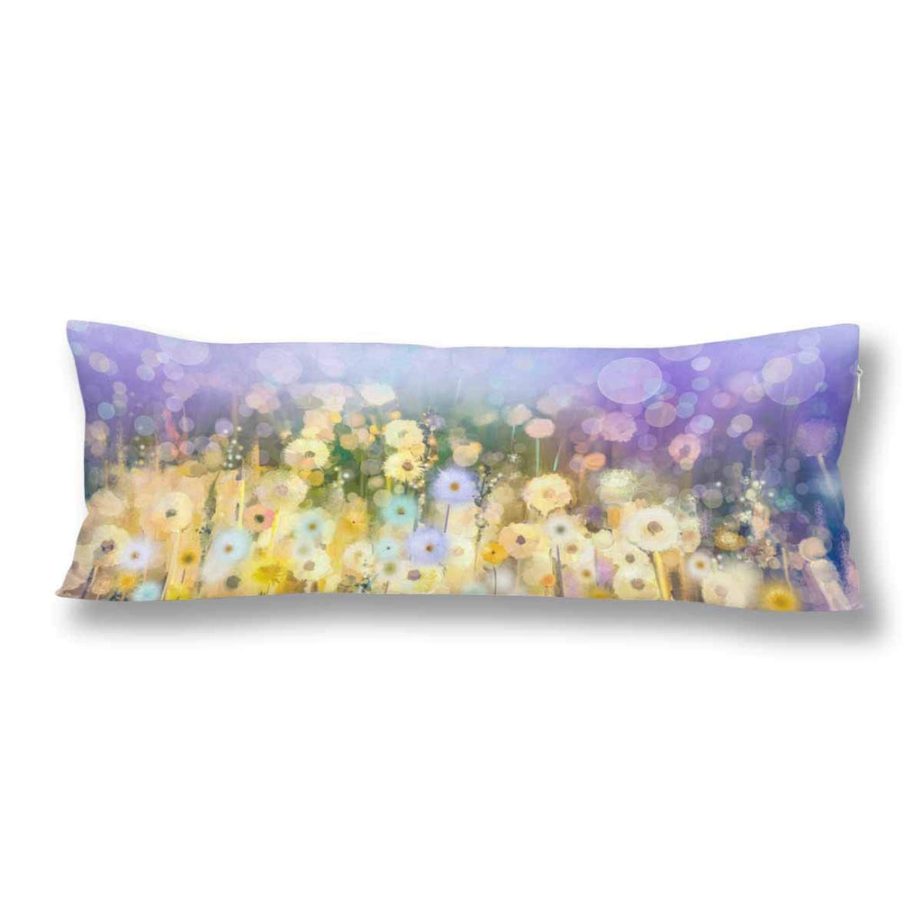 Oil Painting Dandelion Wildflower Body Pillow Cover Pillowcase with Zipper 21x60 Twin Sides