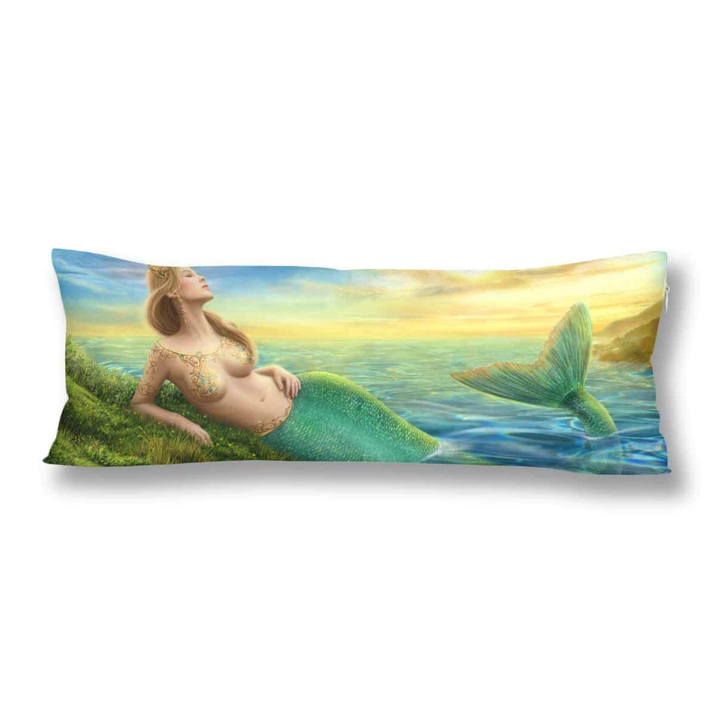 Princess Mermaid Fish Body Pillow Covers Pillowcase with Zipper 21x60 Twin Sides