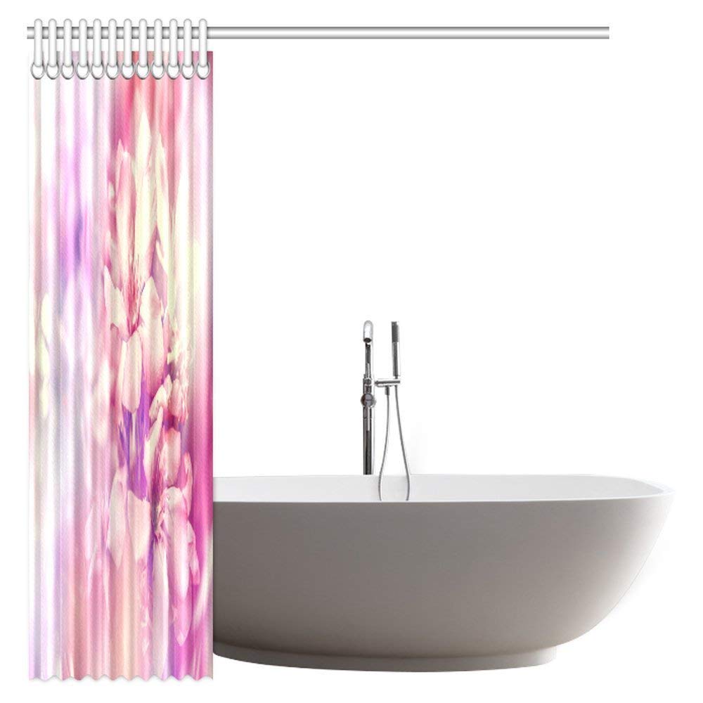 Nature Art Prints Decor Shower Curtain, Japanese Cherry Trees Blossom Spring Garden Park Bathroom Shower Curtain with Hooks