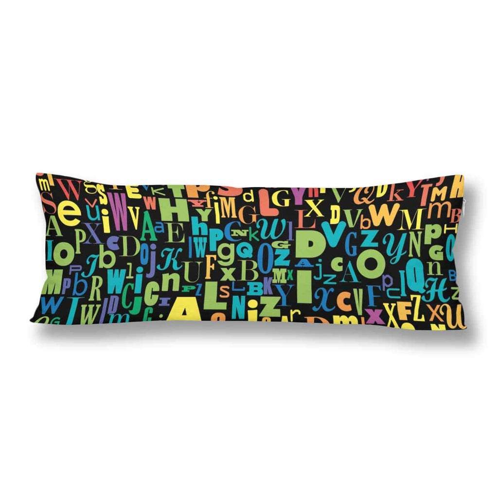 Abstract Confuse Colorful Alphabet Body Pillow Covers Pillowcase with Zipper 21x60 Twin Sides