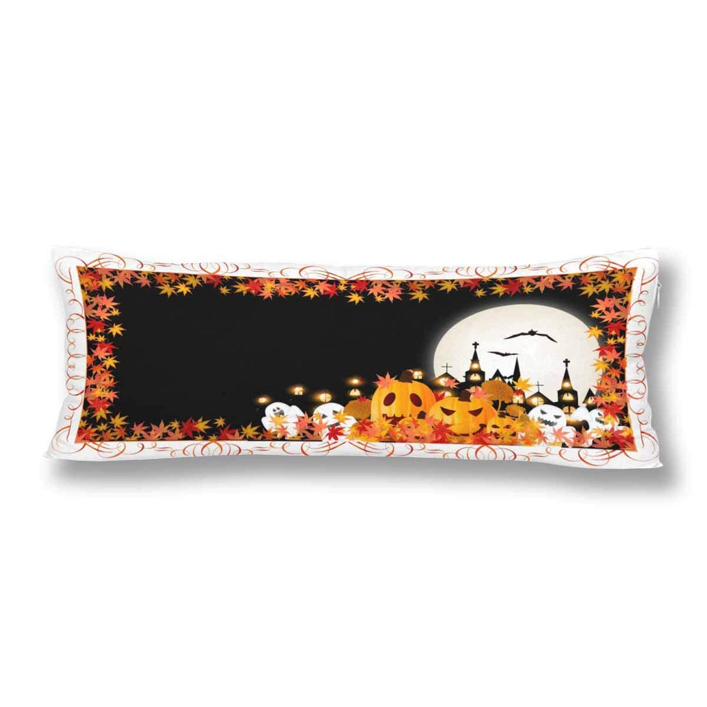 Halloween Pumpkin Autumn Leaves Pillow Covers Pillowcase Zipper 21x60 Twin Sides