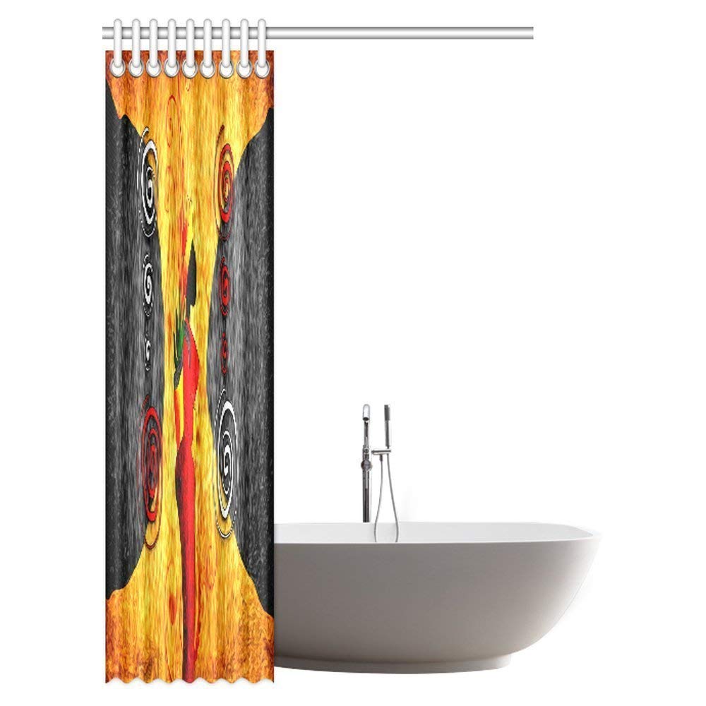 Traditional African Woman Surrounded by Swirling Motifs Savannah Female Graphic Print Bathroom Shower Curtain Set with Hooks