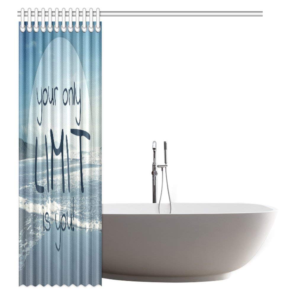 Motivational Quote Ocean Decor Shower Curtain, Your Only Limit is You Polyester Fabric Bathroom Shower Curtain