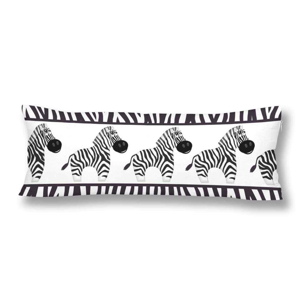 African Zebra Skin Body Pillow Covers Pillowcase with Zipper 21x60 Twin Sides