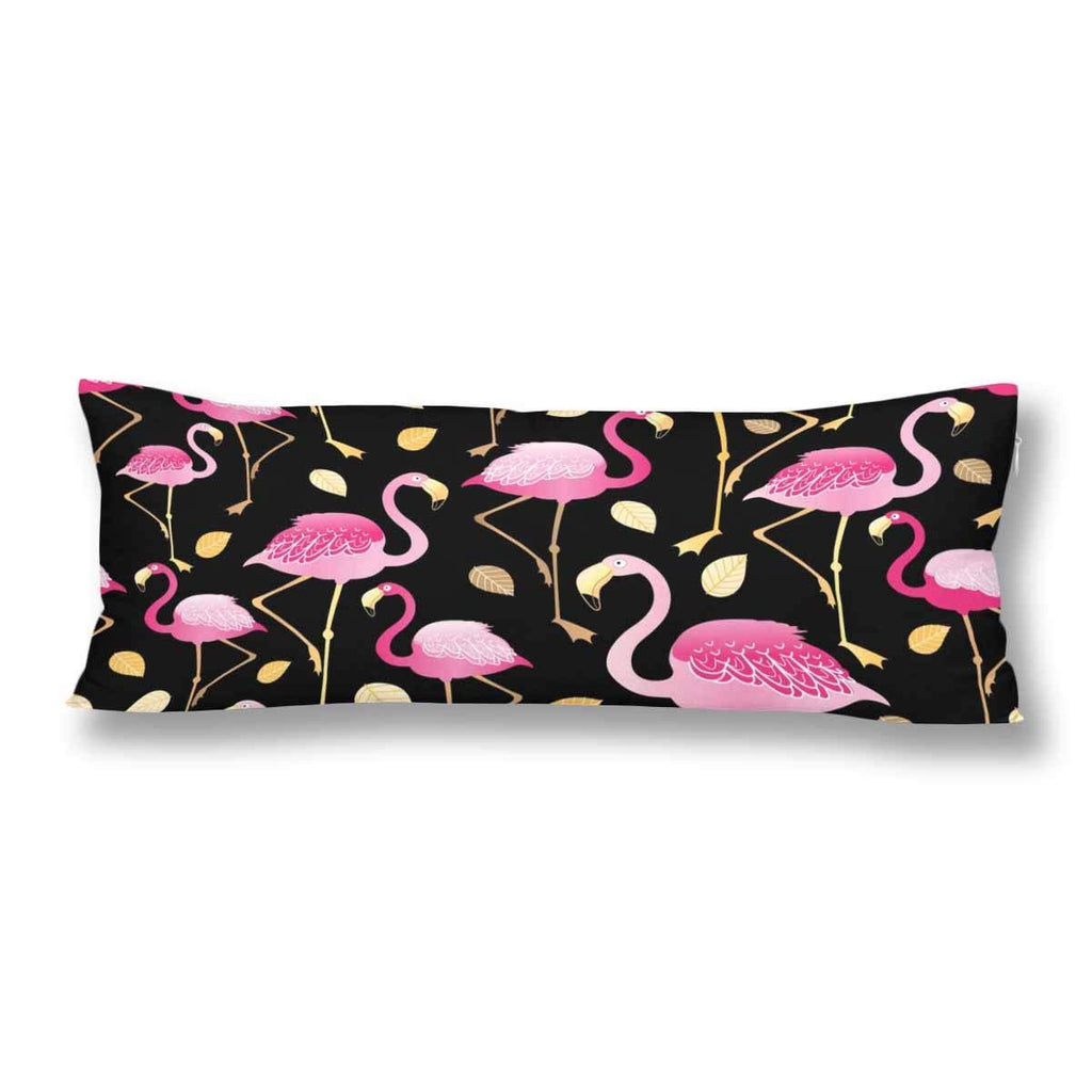 Beautiful Pink Flamingo Animal Body Pillow Covers Pillowcase with Zipper 21x60 Twin Sides