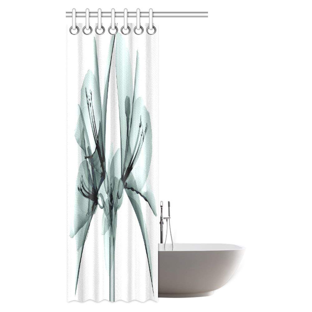 Xray Flower Shower Curtain, a Blooming Transparent Flower X-ray Vision of Nature Solarized Bathroom Shower Curtain Set with Hooks