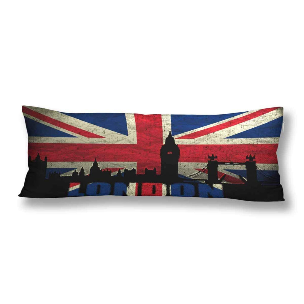 Retro Union Jack Body Pillow Covers Pillowcase with Zipper 21x60 Twin Sides