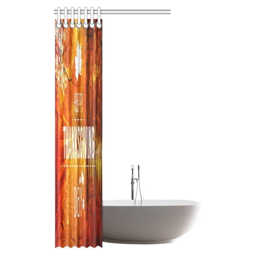 Thanksgiving Decor Shower Curtain Set, Happy Thanksgiving Against Autumn Tree and Leaves Scene Fabric Bathroom Shower Curtain