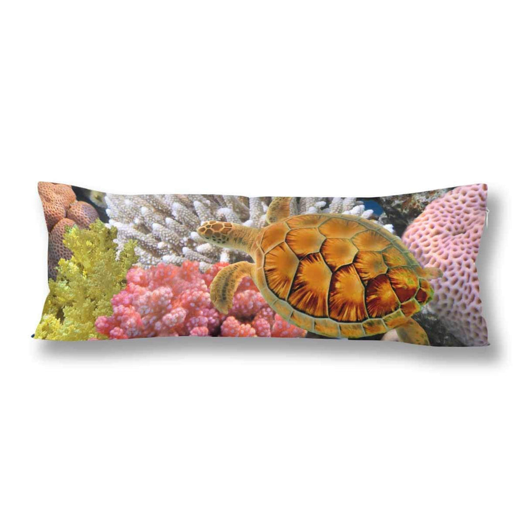 Underwater World Sea Turtle Body Pillow Covers Pillowcase with Zipper 21x60 Twin Sides