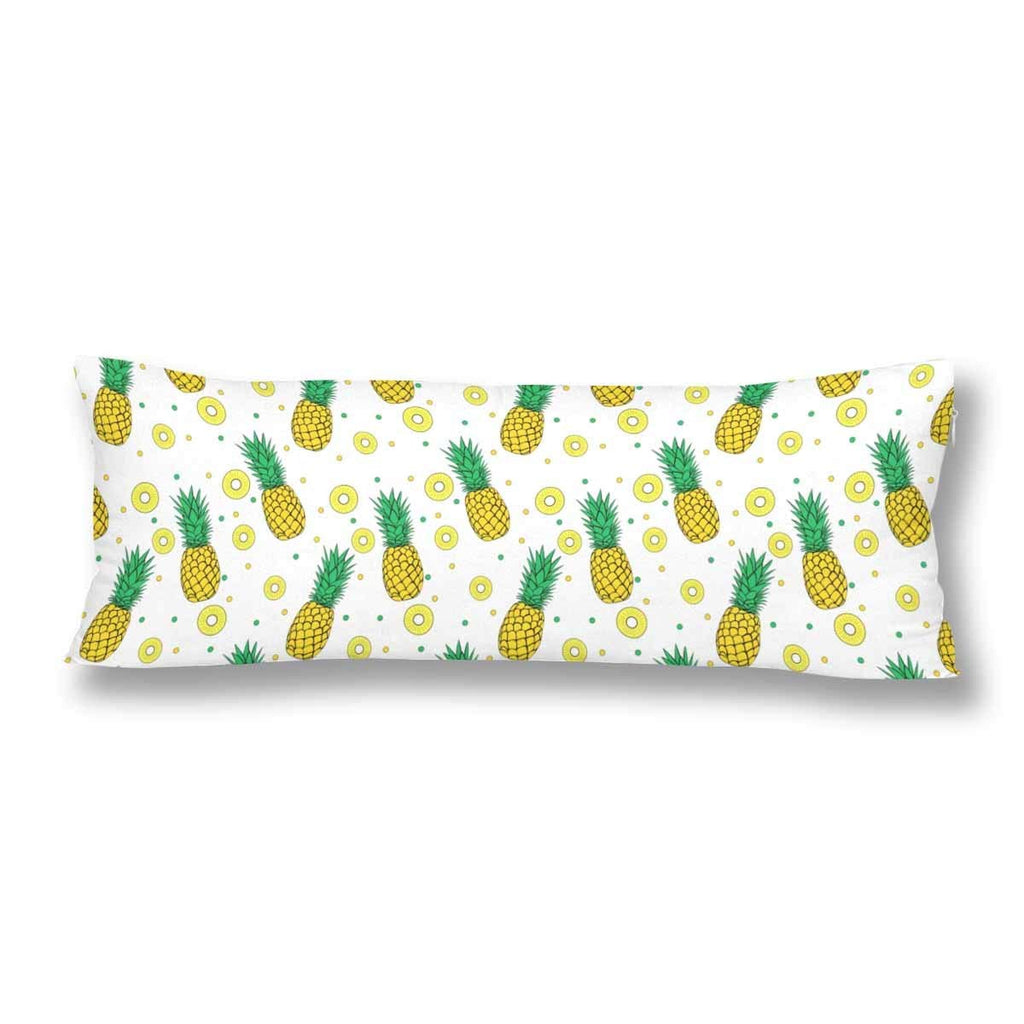 Summer Fruit Yellow Pineapple Body Pillow Covers Pillowcase with Zipper 21x60 Twin Sides