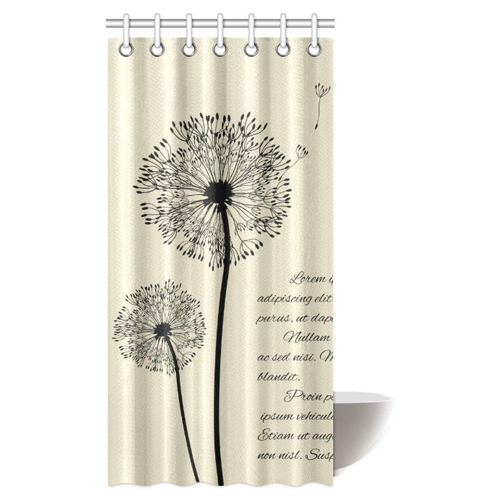 Flower Decor Collection, Dandelions Flying Pollens Flowers Plants on Retro Background Nature Art Bathroom Shower Curtain Set with Hooks