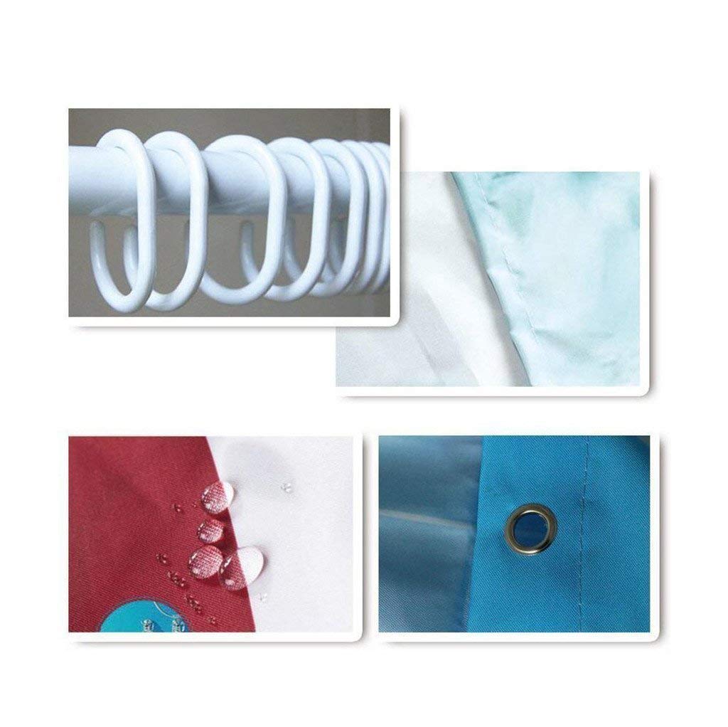 Dahlia Pinnata Flower Teal Coral Gray Water, Soap, and Mildew Resistant - Machine Washable - Shower Hooks