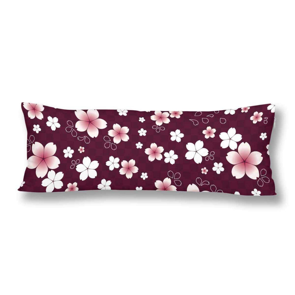 Cherry Blossom Sakura Spring Body Pillow Covers Pillowcase with Zipper 21x60 Twin Sides