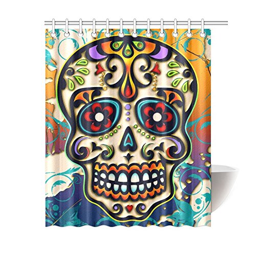 Mexico Dia De Los Muertos Sugar Skull Day of Dead Polyester Fabric Shower Curtain Bathroom Sets Home Decor