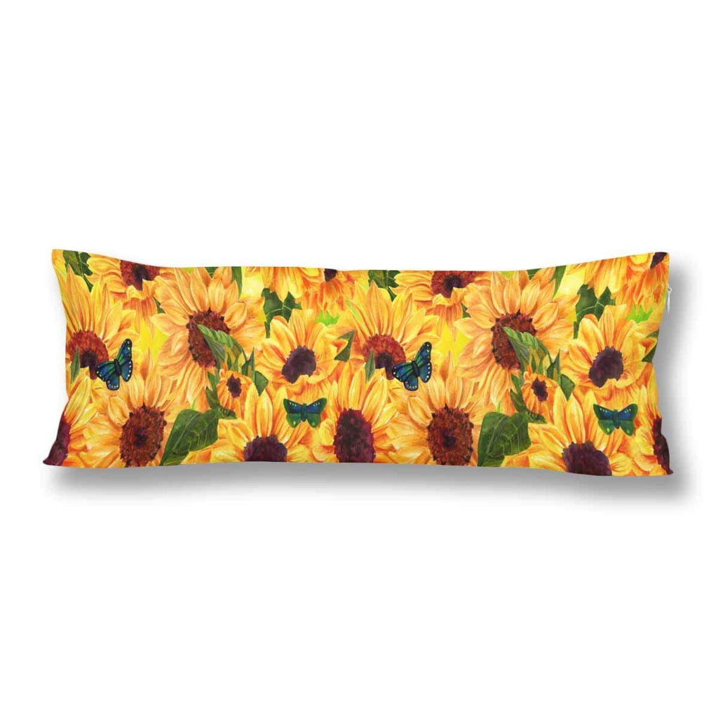 Summer Warm Sunflower Body Pillow Covers Pillowcase with Zipper 21x60 Twin Sides