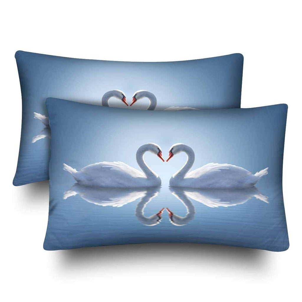 Romantic Two Swans Couple Pillow Cases Pillowcase Standard Size 20x30 Set of 2