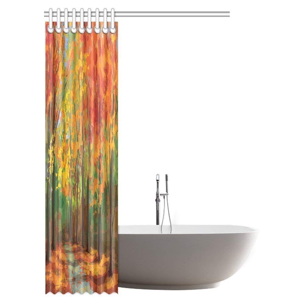 Autumn Landscape Shower Curtain, Pathway in Park Fabric Bathroom Shower Curtain