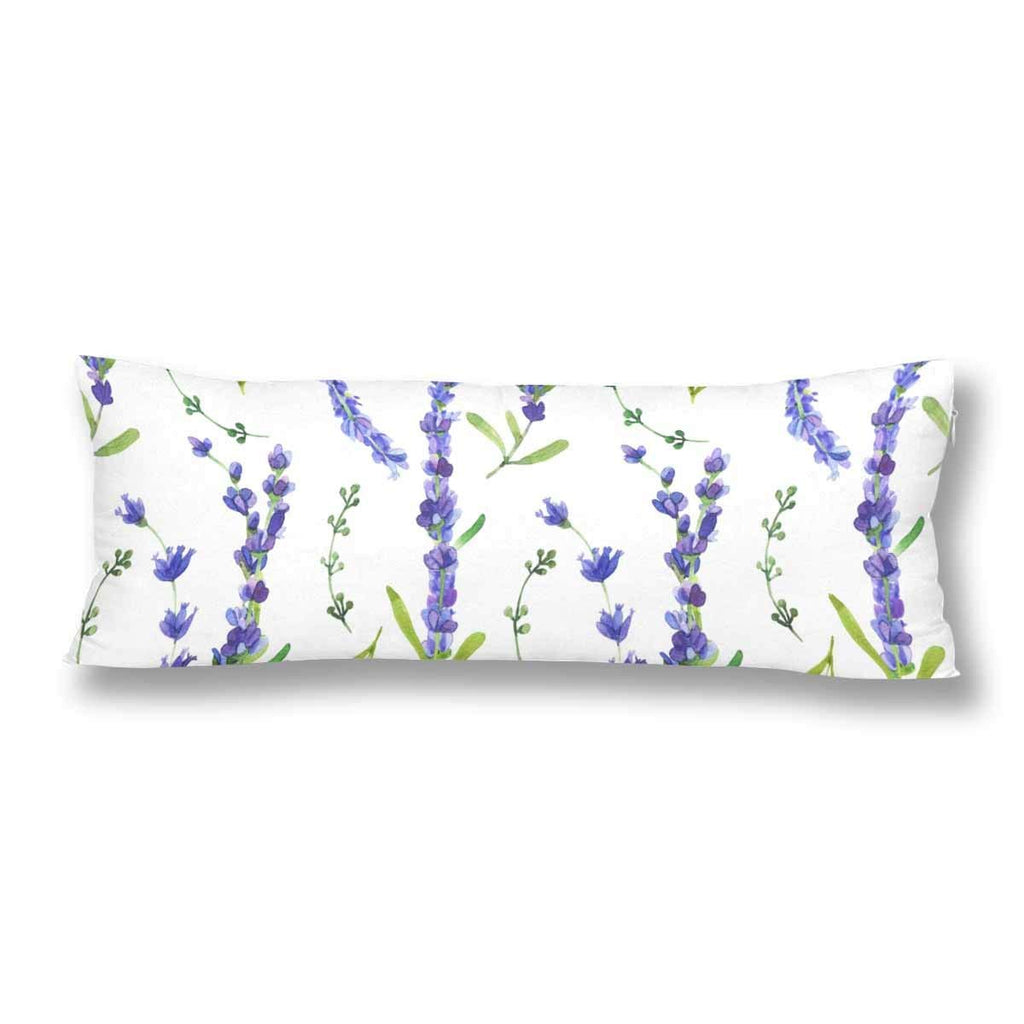 Floral Lavender Body Pillow Covers Pillowcase with Zipper 21x60 Twin Sides