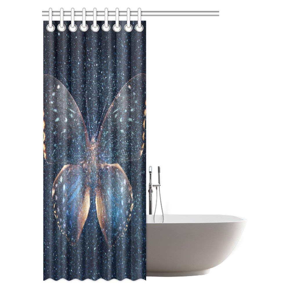 Butterfly Shower Curtain, Galaxy Butterfly Universe Filled with Stars Polyester Fabric Bathroom Shower Curtain