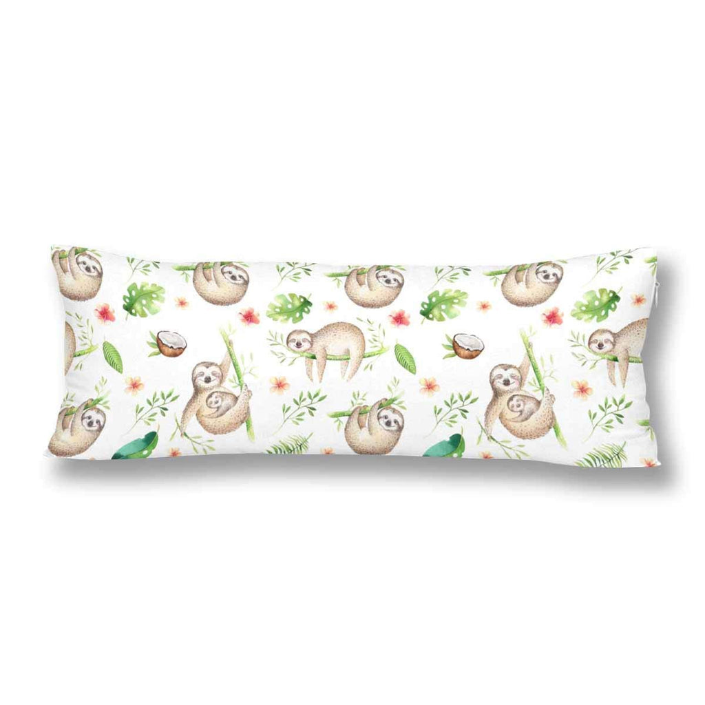 Baby Nursery Sloth Body Pillow Covers Pillowcase with Zipper 21x60 Twin Sides