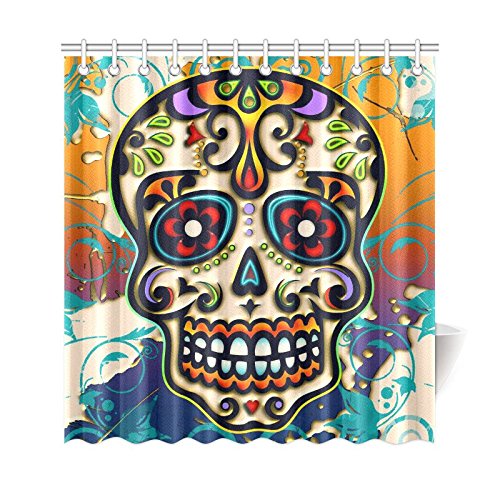 Mexico Dia De Los Muertos Sugar Skull Day of Dead Polyester Fabric Shower Curtain Bathroom Sets Home Decor