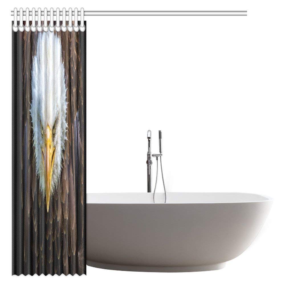 Animal Decor Shower Curtain, Bald Eagle Bathroom Shower Curtain Set with Hooks