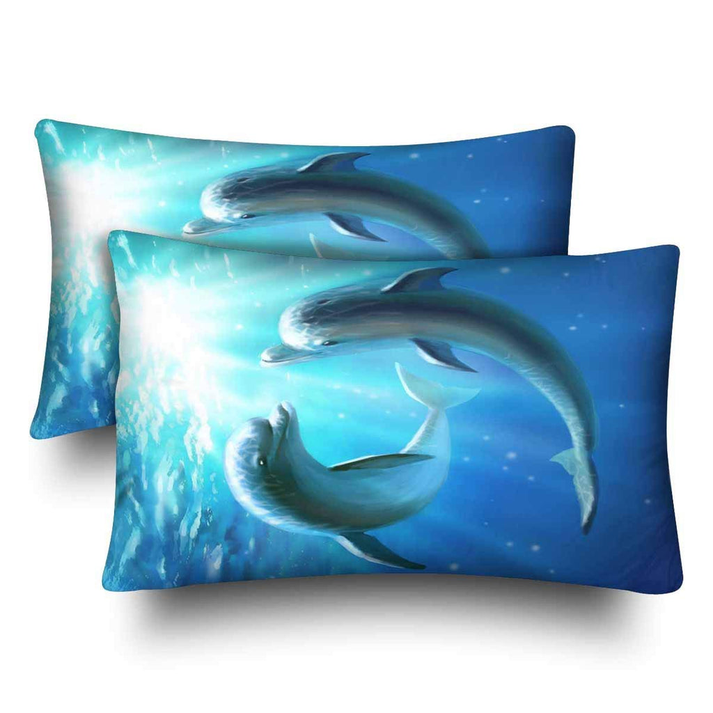 Ocean Fish Dolphin Sea Animal Pillow Cases Pillowcase Standard Size 20x30 Set of 2