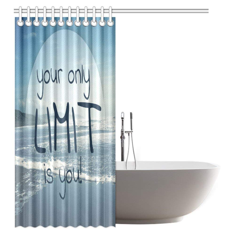 Motivational Quote Ocean Decor Shower Curtain, Your Only Limit is You Polyester Fabric Bathroom Shower Curtain