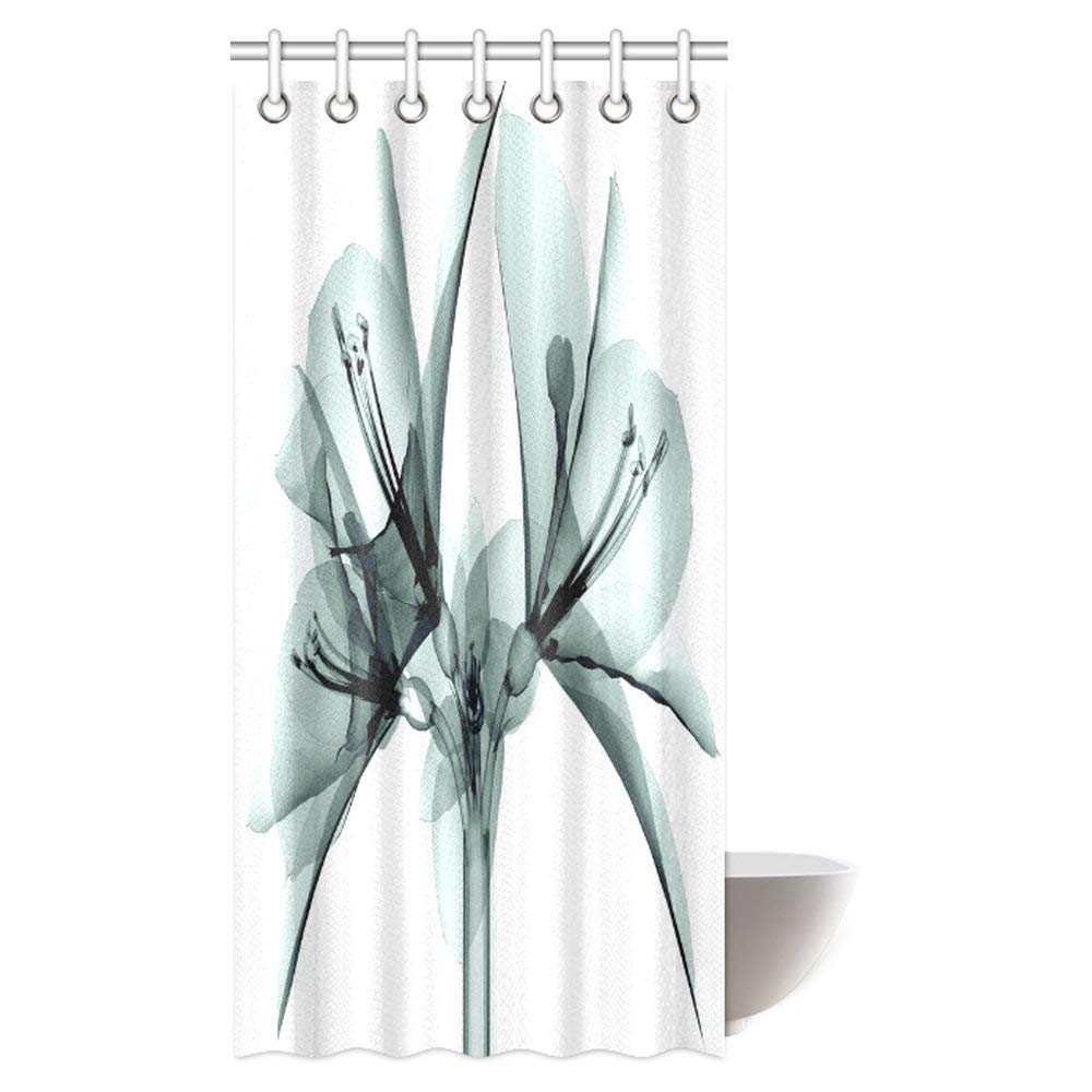 Xray Flower Shower Curtain, a Blooming Transparent Flower X-ray Vision of Nature Solarized Bathroom Shower Curtain Set with Hooks