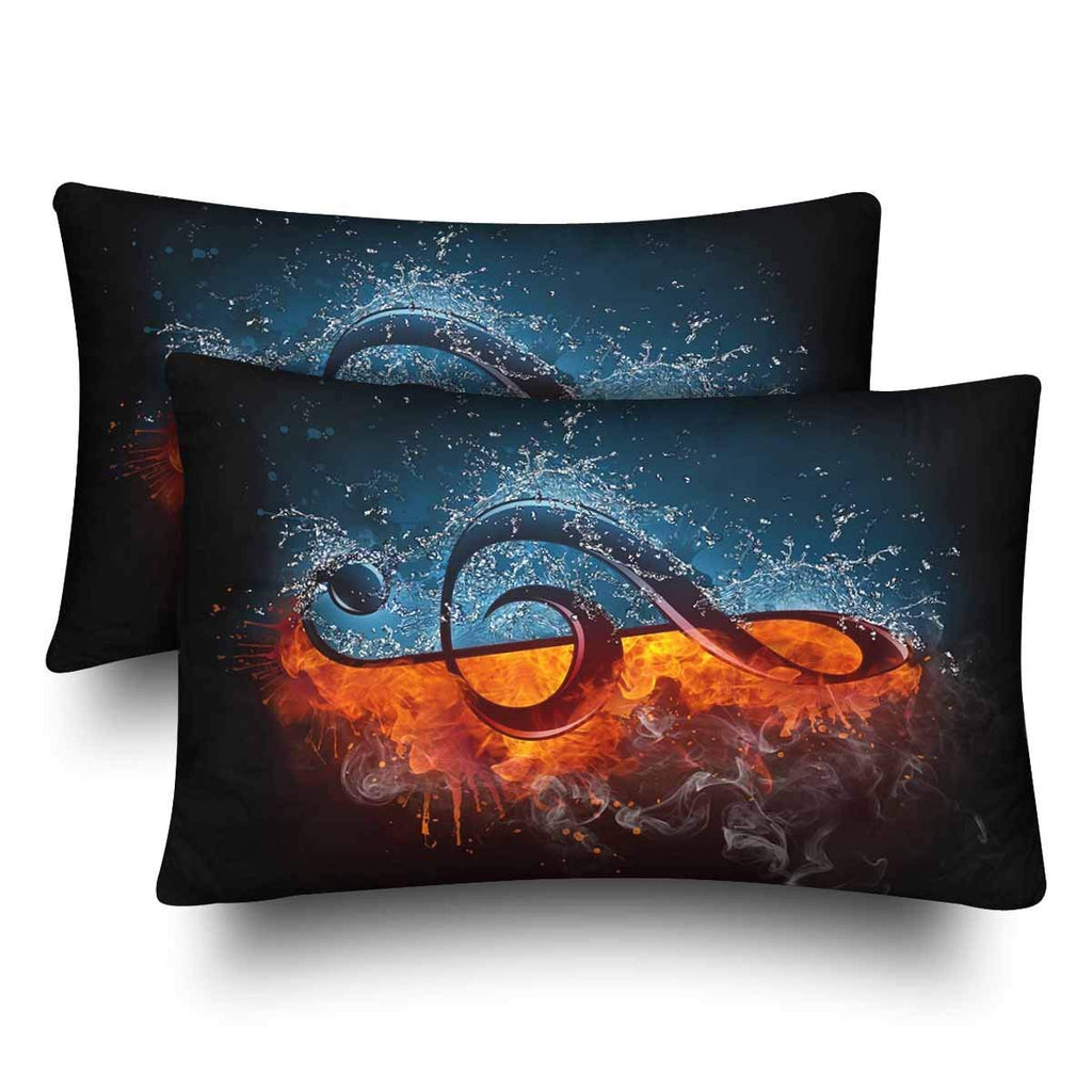 Music Note Musical Note Fire Water Pillow Cases Pillowcase Queen Size 20x30 Set of 2