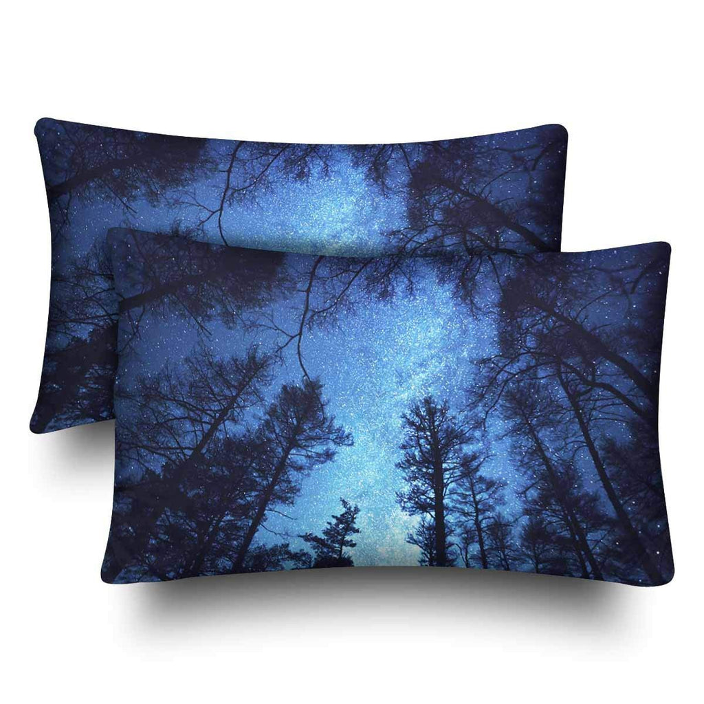 Night Sky Milky Way Galaxy Tree Forest Starry Night Pillow Cases Pillowcase Queen Size 20x30 Set of 2